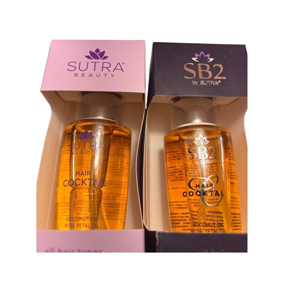 Sutra Beauty & SB2‎ Hair Cocktail Duo Coconut Rose Petal Oil 2.2oz Each New